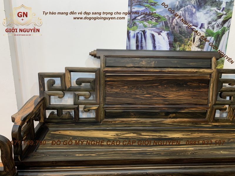 Bộ bàn ghế Sơn Thủy gỗ mun hoa 10 món