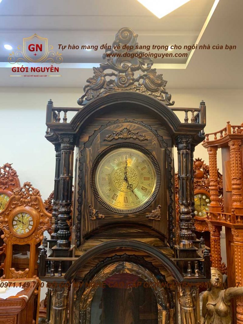 Đồng hồ tứ trụ gỗ mun hoa cao 2m4 - Đồ Gỗ Giới Nguyên