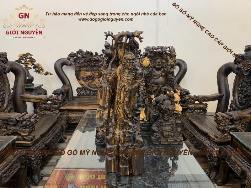 Tượng đạt ma sư tổ gỗ mun hoa