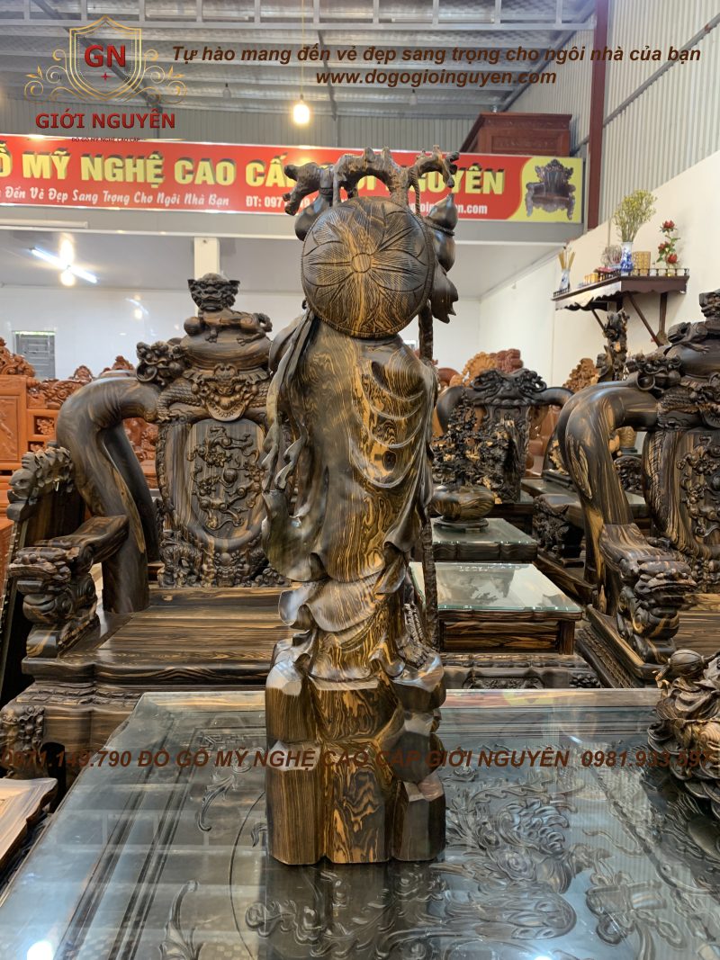 Tượng đạt ma sư tổ gỗ mun hoa