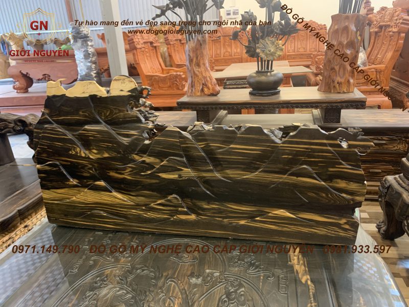 Tượng tiểu cảnh đồng quê gỗ mun hoa